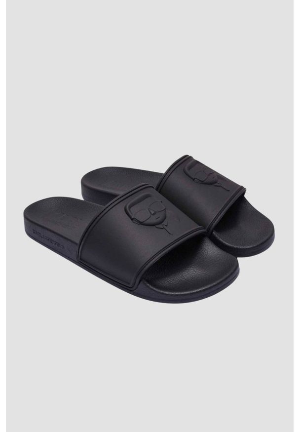 Karl Lagerfeld - KARL LAGERFELD Czarne męskie klapki KONDO Karl NFT Relief, Rozmiar 42. Kolor: czarny