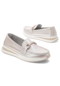 Srebrno-Różowe Mokasyny S.Barski Eleganckie Obuwie Damskie. Okazja: na co dzień, na spacer. Kolor: srebrny. Materiał: materiał. Wzór: aplikacja. Styl: elegancki #5