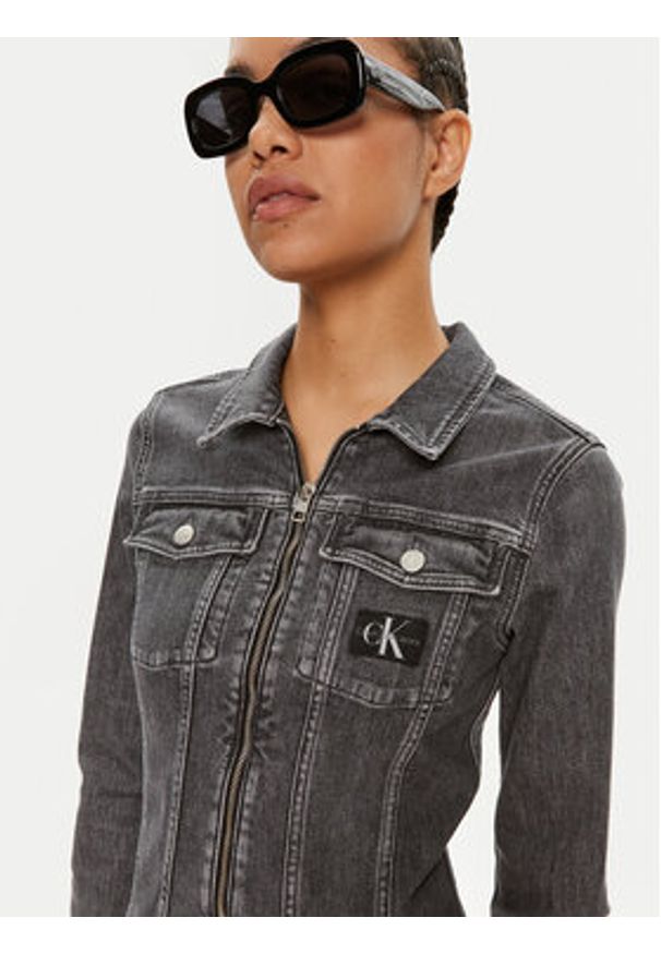 Calvin Klein Jeans Sukienka jeansowa J20J223667 Niebieski Regular Fit. Kolor: niebieski. Materiał: bawełna