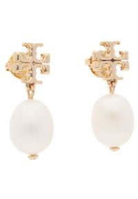 Tory Burch Kolczyki Kira Pearl Drop Earring 65156 Biały. Kolor: biały