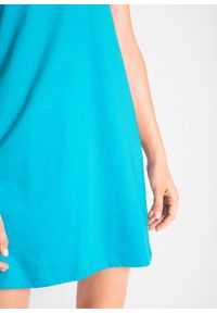 Sukienka z dżerseju (2 szt.) bonprix niebieski karaibski + ciemnoniebieski. Kolor: niebieski. Materiał: jersey. Wzór: gładki, kwiaty #4