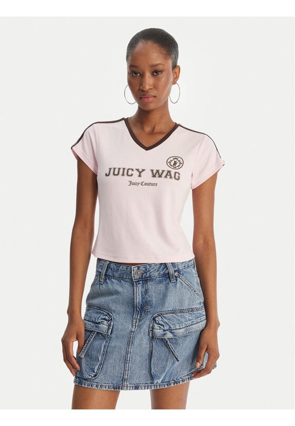 Juicy Couture T-Shirt Juicy Wag JCWCT126319 Różowy Slim Fit. Kolor: różowy