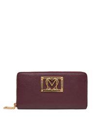Love Moschino - LOVE MOSCHINO Duży Portfel Damski JC5603PP1NLI0552 Bordowy. Kolor: czerwony. Materiał: skóra