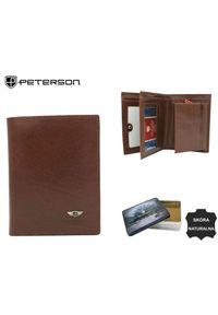 Portfel skórzany Peterson [DH] PTN 22310-VT brązowy. Kolor: brązowy. Materiał: skóra. Wzór: gładki