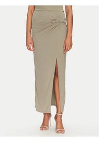 Guess Spódnica midi W5GD0E KAQL2 Khaki Regular Fit. Kolor: brązowy