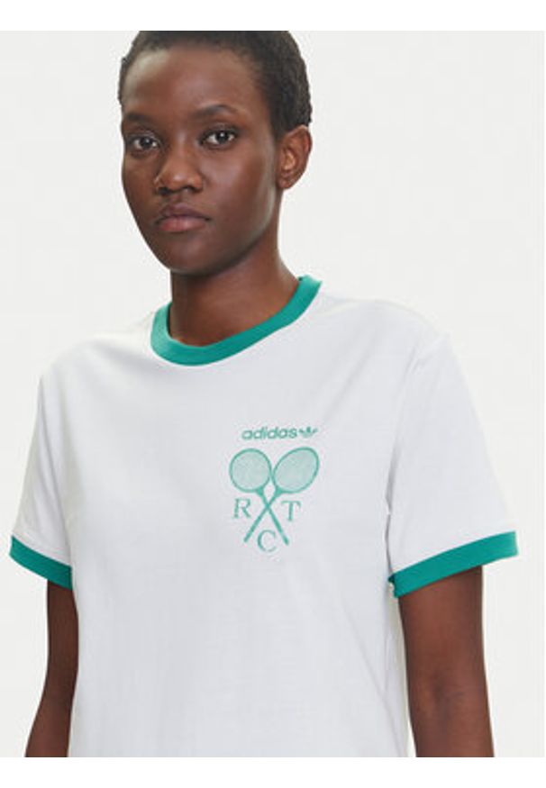 Adidas - adidas T-Shirt Retro Tennis JY0276 Biały Regular Fit. Kolor: biały. Materiał: bawełna. Styl: retro
