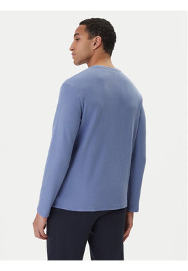 BOSS Longsleeve Waffle 50535870 Błękitny Regular Fit. Kolor: niebieski. Materiał: bawełna. Długość rękawa: długi rękaw