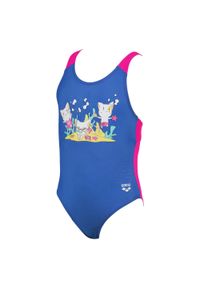 Strój kąpielowy dziewczęcy jednoczęściowy na basen Arena Friends. Kolor: niebieski, wielokolorowy, różowy #1