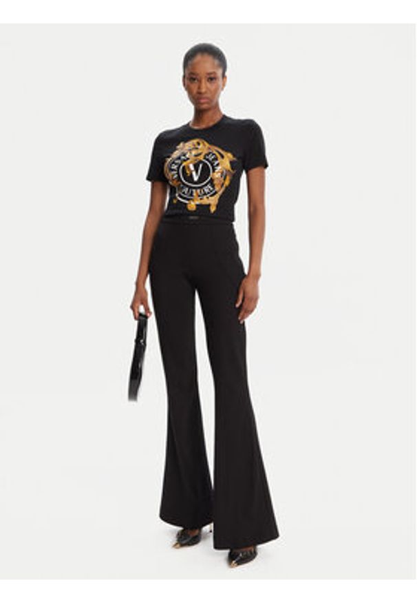 Versace Jeans Couture T-Shirt 79HAHE01 CJ02E Czarny Regular Fit. Kolor: czarny. Materiał: bawełna