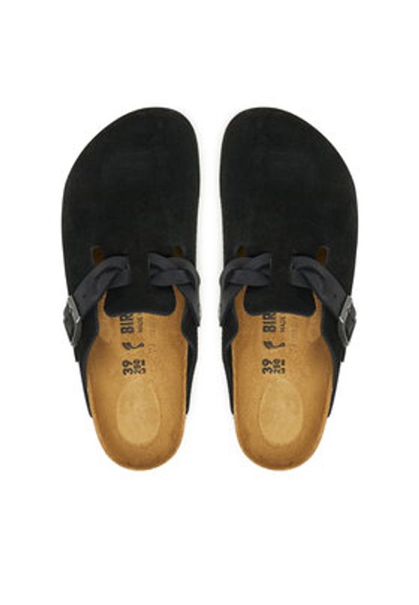 Birkenstock Klapki Boston Braided 1030497 Czarny. Kolor: czarny. Materiał: skóra, zamsz