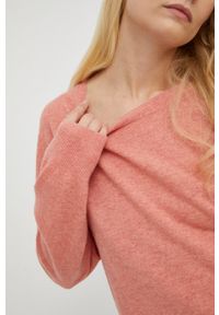 Samsoe & Samsoe - Samsoe Samsoe sweter wełniany damski kolor pomarańczowy lekki. Kolor: pomarańczowy. Materiał: wełna. Wzór: gładki #5