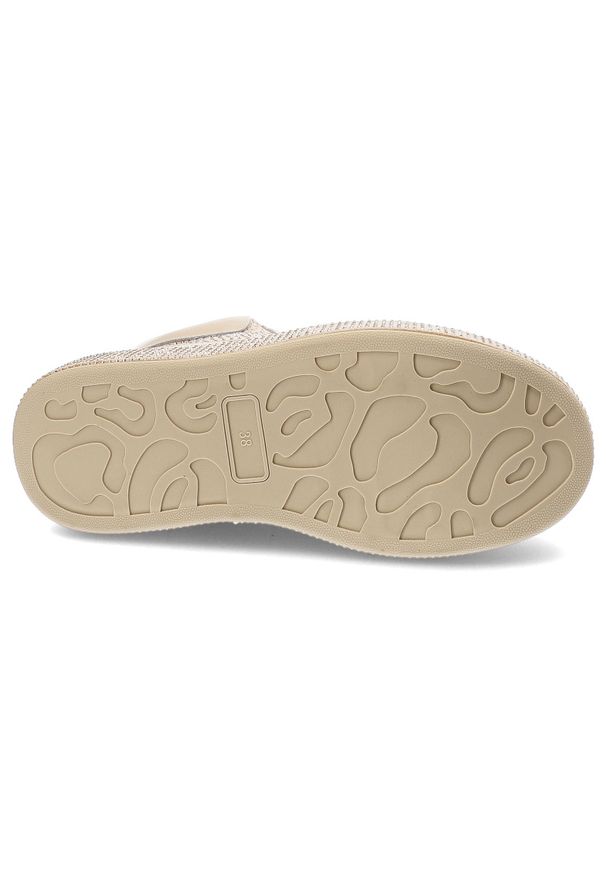 GOE - Beżowe Sneakersy Goe Stylowe Błyszczące Obuwie Damskie. Zapięcie: sznurówki. Kolor: beżowy. Materiał: materiał. Wzór: aplikacja