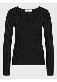 Simple Bluzka SWD511-01 Czarny Slim Fit. Kolor: czarny. Materiał: wiskoza