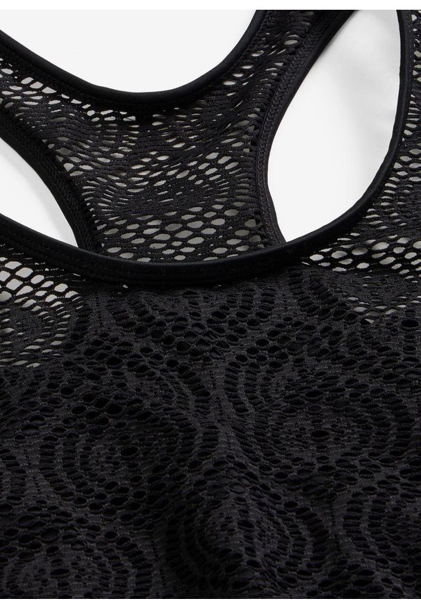 bonprix - Biustonosz bikini bustier z koronką. Kolor: czarny. Materiał: materiał, koronka. Wzór: koronka