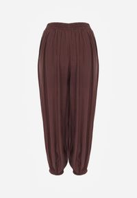 Renee - Brązowe Spodnie High Waist o Kroju Balloon Mezesha. Okazja: na co dzień. Stan: podwyższony. Kolor: brązowy. Długość: krótkie. Styl: boho, casual #2