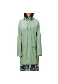 Kurtka Rains Long Jacket 12020-06 - zielona. Kolor: zielony. Materiał: poliester, materiał. Długość: długie. Sport: kolarstwo