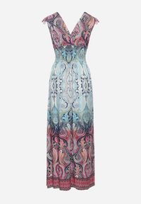 Born2be - Jasnoniebieska Sukienka Boho na Lato ze Sznurkami na Ramionach i Gumką w Talii Aharleta. Kolor: niebieski. Sezon: lato. Styl: boho