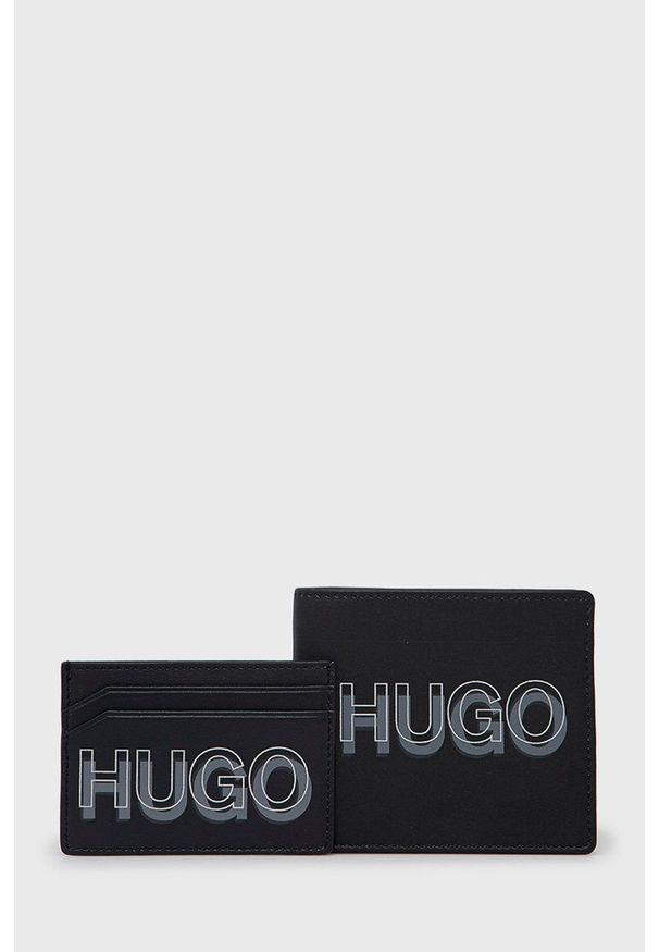 Hugo Portfel i etui na karty męski kolor czarny. Kolor: czarny. Materiał: materiał