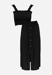 Renee - Czarny 2-częściowy Bawełniany Komplet z Długą Spódnicą i Elastycznym Topem Diomastis. Kolor: czarny. Materiał: bawełna. Wzór: gładki #7