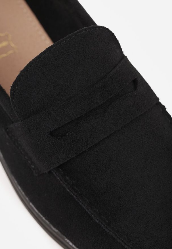 Renee - Czarne Mokasyny Casual VICES z Imitacji Zamszu z Wkładką ze Skóry Naturalnej Sheiris. Okazja: na co dzień. Kolor: czarny. Materiał: skóra, zamsz. Styl: casual