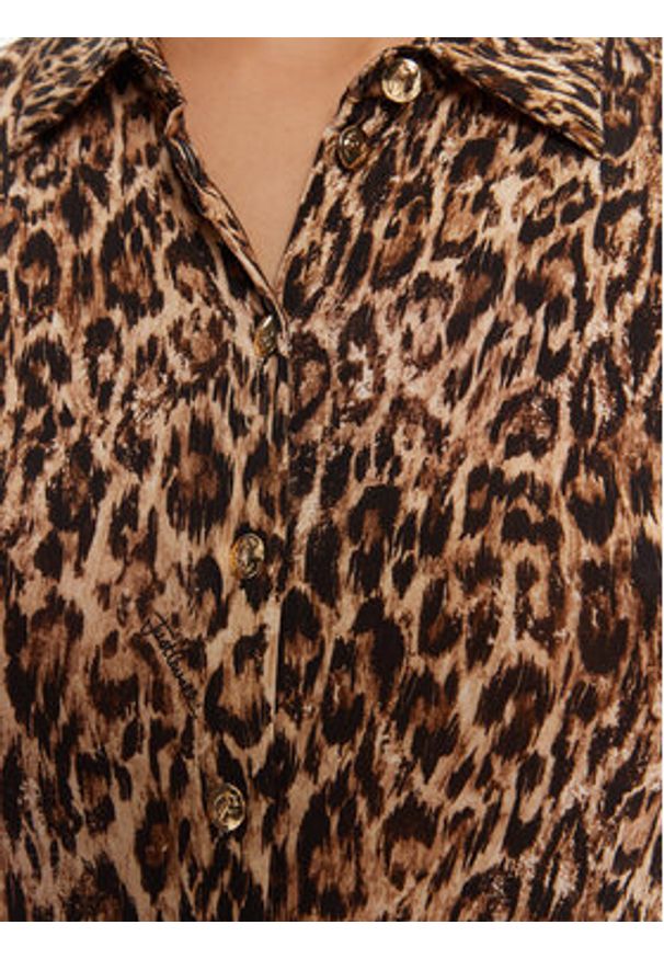 Just Cavalli Koszula 79PAL228 JS496 Brązowy Slim Fit. Kolor: brązowy. Materiał: wiskoza