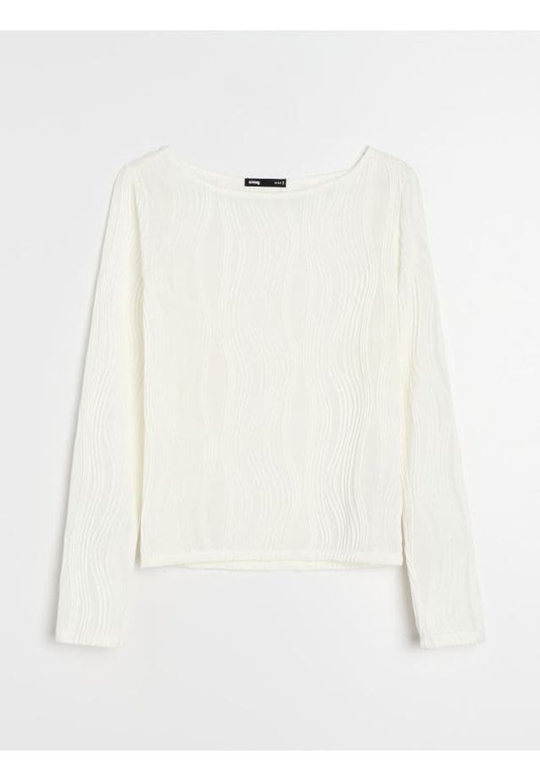 Sinsay - Bluzka z długimi rękawami - kremowy. Kolor: kremowy. Długość rękawa: długi rękaw. Długość: długie