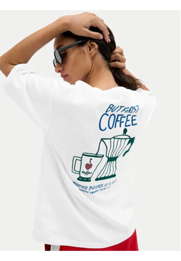 JJXX T-Shirt Nina 12273776 Biały Loose Fit. Kolor: biały. Materiał: bawełna