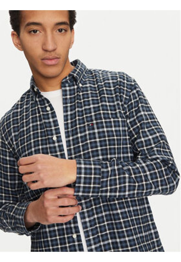 TOMMY HILFIGER - Tommy Hilfiger Koszula Gingham MW0MW37573 Granatowy Regular Fit. Kolor: niebieski. Materiał: bawełna