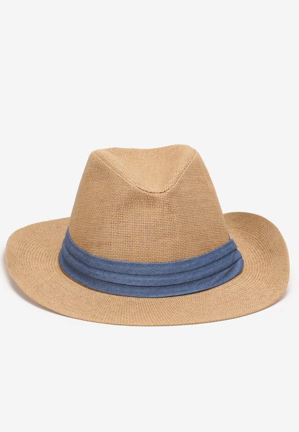 Born2be - Beżowa Pleciony Kapelusz z Ozdobną Taśmą Giddie. Kolor: beżowy