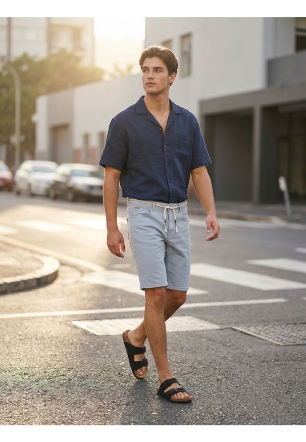 Sinsay - Bawełniane szorty jeansowe - błękitny. Kolor: niebieski. Materiał: jeans, bawełna