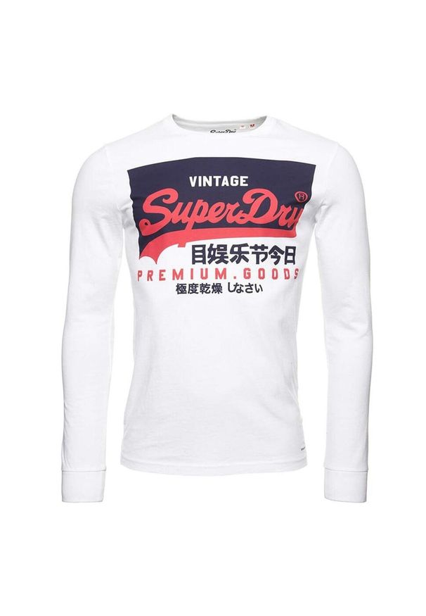 Koszulka turystyczna męska Superdry Vl O. Kolor: biały. Materiał: bawełna. Długość rękawa: długi rękaw. Styl: klasyczny