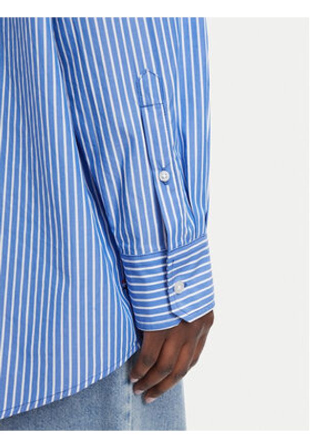 Tommy Jeans Koszula Essential DW0DW22936 Niebieski Oversize. Kolor: niebieski. Materiał: bawełna