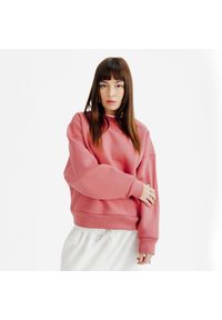 Decathlon - Bluza okrągły dekolt damska Elementals. Kolor: różowy. Materiał: poliester, materiał, tkanina, bawełna, elastan, prążkowany #1