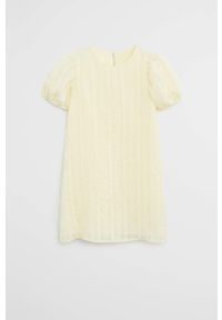 Mango Kids - Sukienka dziecięca Belen 110-164 cm. Okazja: na co dzień. Kolor: żółty. Materiał: bawełna, materiał, wiskoza, poliamid, tkanina. Długość rękawa: krótki rękaw. Typ sukienki: proste. Styl: casual. Długość: mini #5