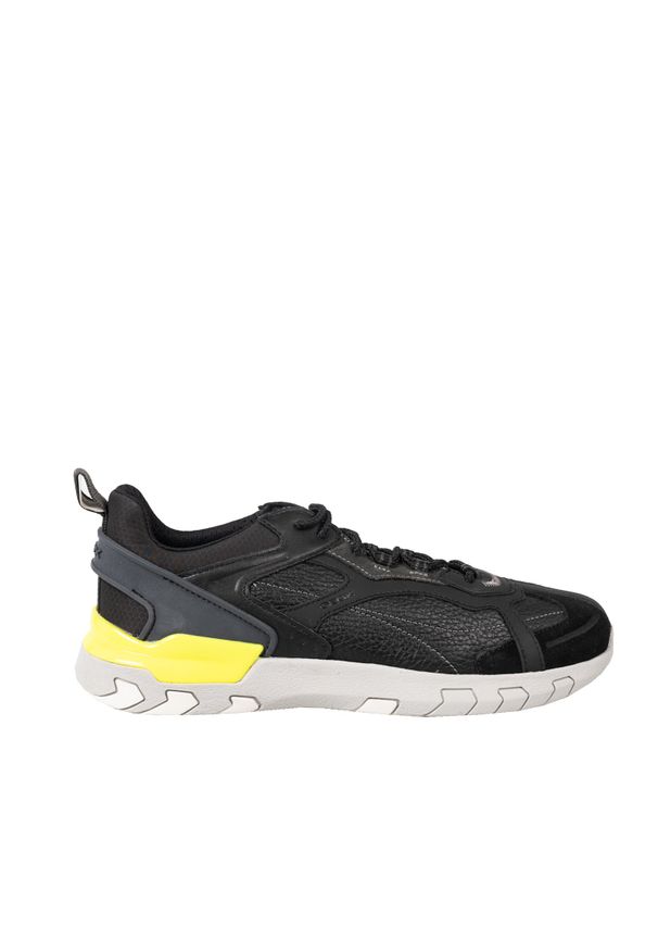 Geox Sneakersy "Grecale B" | U028ZB 04622 | Mężczyzna | Czarny, Grafitowy. Kolor: wielokolorowy, czarny, szary. Materiał: skóra, tkanina. Wzór: aplikacja