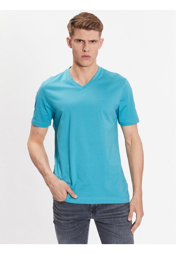 BOSS - Boss T-Shirt Terry 01 50468348 Błękitny Regular Fit. Kolor: niebieski. Materiał: bawełna