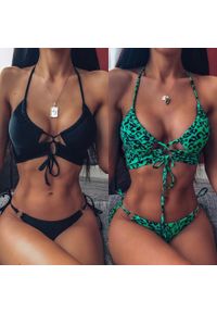 Intica - Bikini z usztywnianym topem i praktycznym dołem na plażę Pompilia. Kolor: czarny. Materiał: materiał #11