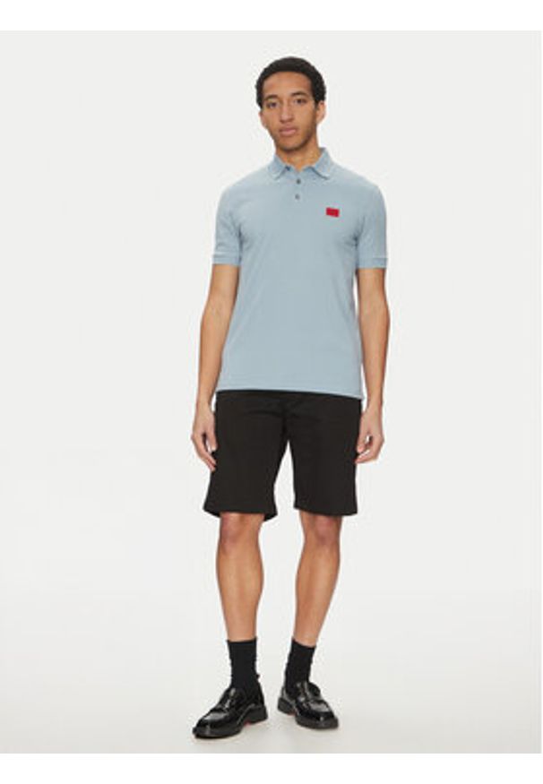 Hugo - HUGO Polo Dereso232 50490770 Błękitny Slim Fit. Typ kołnierza: polo. Kolor: niebieski. Materiał: bawełna