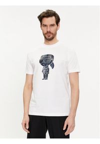 Karl Lagerfeld - KARL LAGERFELD T-Shirt 755424 542241 Biały Regular Fit. Typ kołnierza: dekolt w karo. Kolor: biały. Materiał: bawełna #1