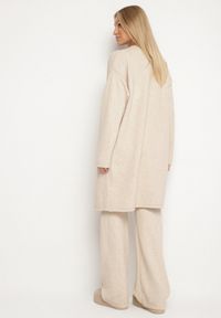 Born2be - Jasnobeżowy Dzianinowy Komplet z Wełną Kamizelka Długi Kardigan i Spodnie Otizela. Kolekcja: plus size. Kolor: beżowy. Materiał: dzianina, wełna #7