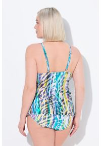 ULLA POPKEN - Damskie Tankini paski zwierzęce miękkie miseczki wycięcia. Kolekcja: plus size. Kolor: brązowy. Materiał: elastan, poliamid, materiał. Wzór: motyw zwierzęcy, paski