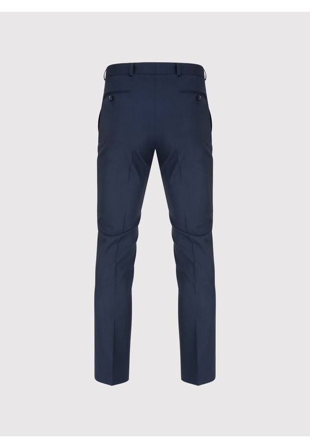 Pako Lorente - PAKO LORENTE – Granatowe wełniane spodnie garniturowe. Kolor: niebieski. Materiał: wełna