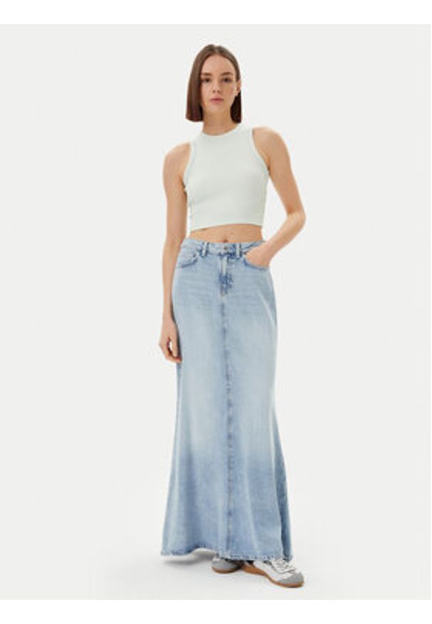 Guess Top V3GP19 K8RT2 Écru Slim Fit. Materiał: wiskoza