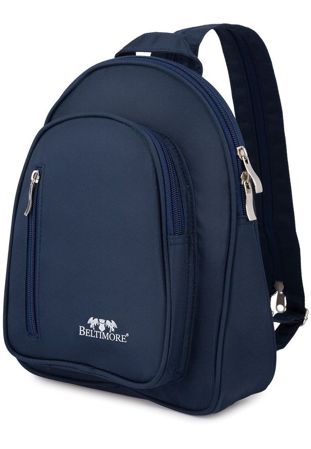 Plecak plecaczek damski mały lekki dwukomorowy wodoodporny elegancki granatowy Beltimore R37. Kolor: niebieski. Styl: elegancki