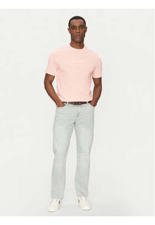 Guess Jeans T-Shirt M4YI52 K8HM0 Różowy Regular Fit. Kolor: różowy. Materiał: bawełna