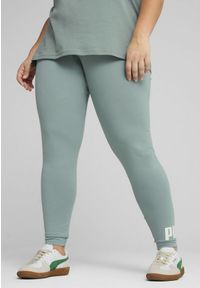 Puma - Legginsy damskie z logo No. 1 ESS PUMA Green Moon. Kolor: szary. Materiał: guma. Wzór: nadruk