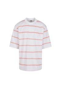 Urban Classics - Męska Koszulka Stripe Oversized T-shirt. Kolor: biały, wielokolorowy, różowy