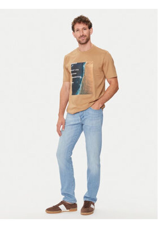 BOSS - Boss T-Shirt Tiburt 388 50512132 Beżowy Regular Fit. Kolor: beżowy. Materiał: bawełna