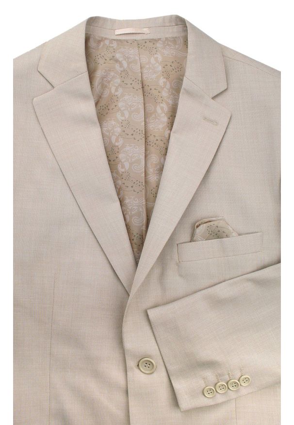 Rigon - Marynarka Casualowa Taliowana na Dwa Guziki - Beżowa Lekka - RIGON. Okazja: na co dzień. Kolor: brązowy, wielokolorowy, beżowy. Materiał: poliester. Wzór: kolorowy. Styl: casual