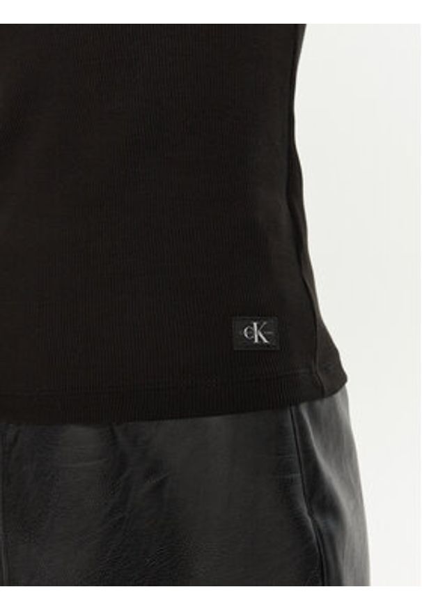 Calvin Klein Jeans Bluzka J20J224197 Czarny Slim Fit. Kolor: czarny. Materiał: bawełna